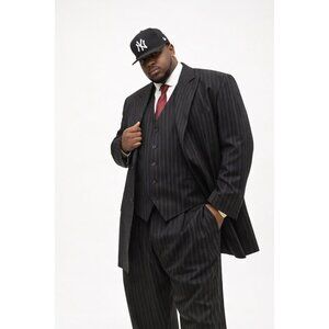 vintage PHAT FARM PRIVE 3 piece suit 54L pinstripe long jacket 90s hip hop rap